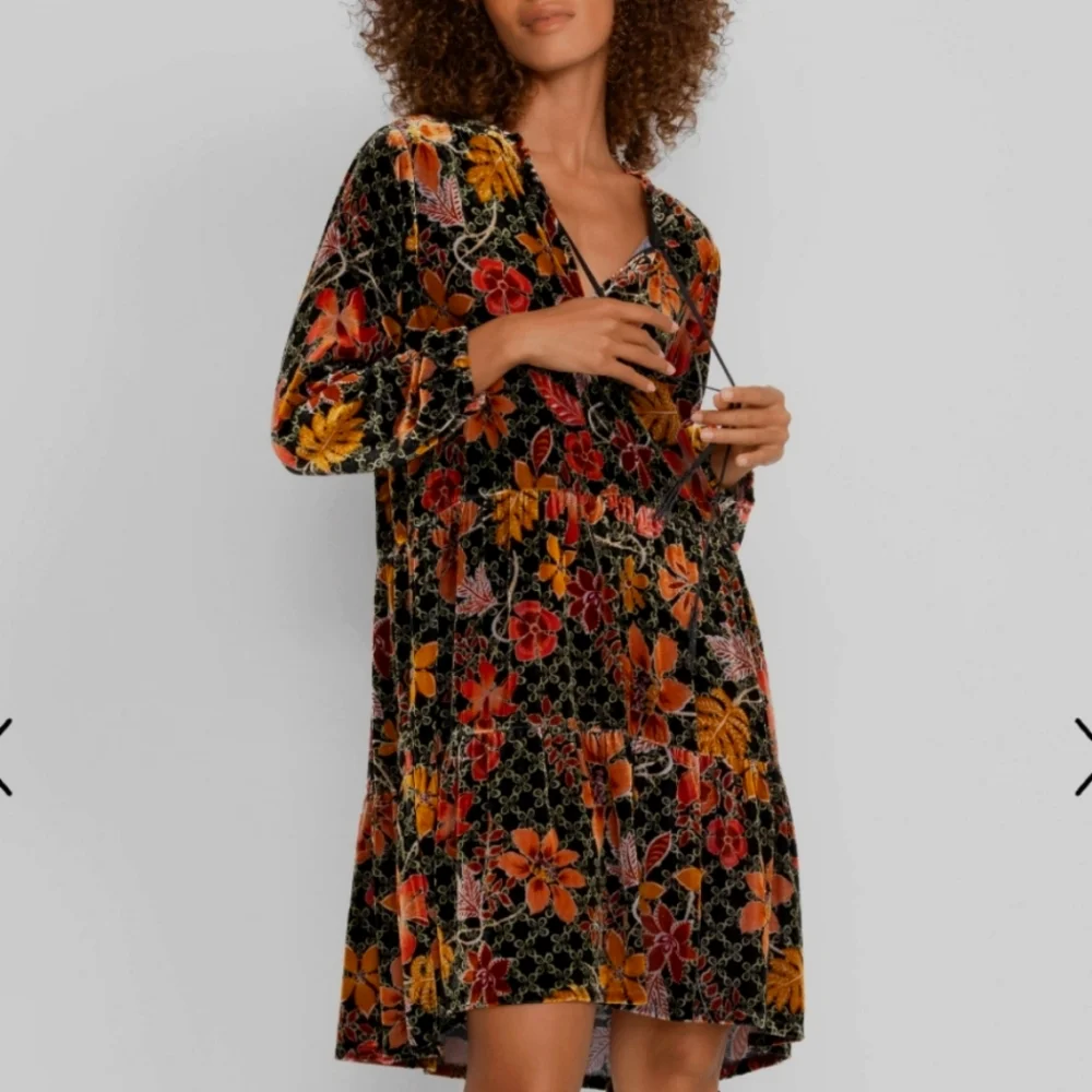JOHNNY WAS JASMOON FLORE VELVET/SILK FIELD TIERED DRESS SIZE L BNWOT - Picture 2 of 14